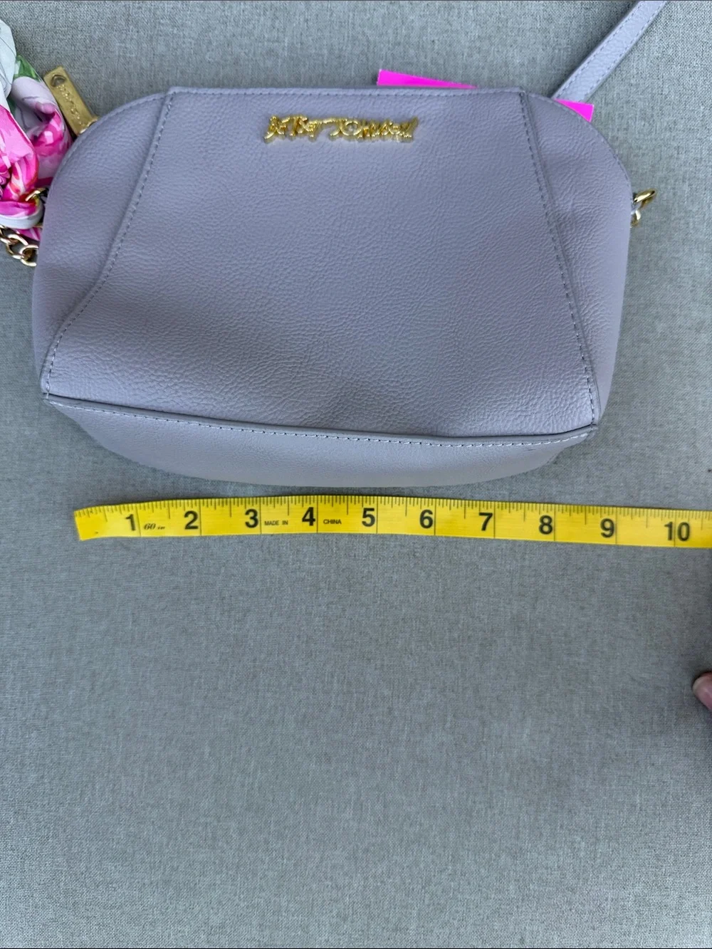 Betsey Johnson Gray Crossbody with Floral Scarf NEW